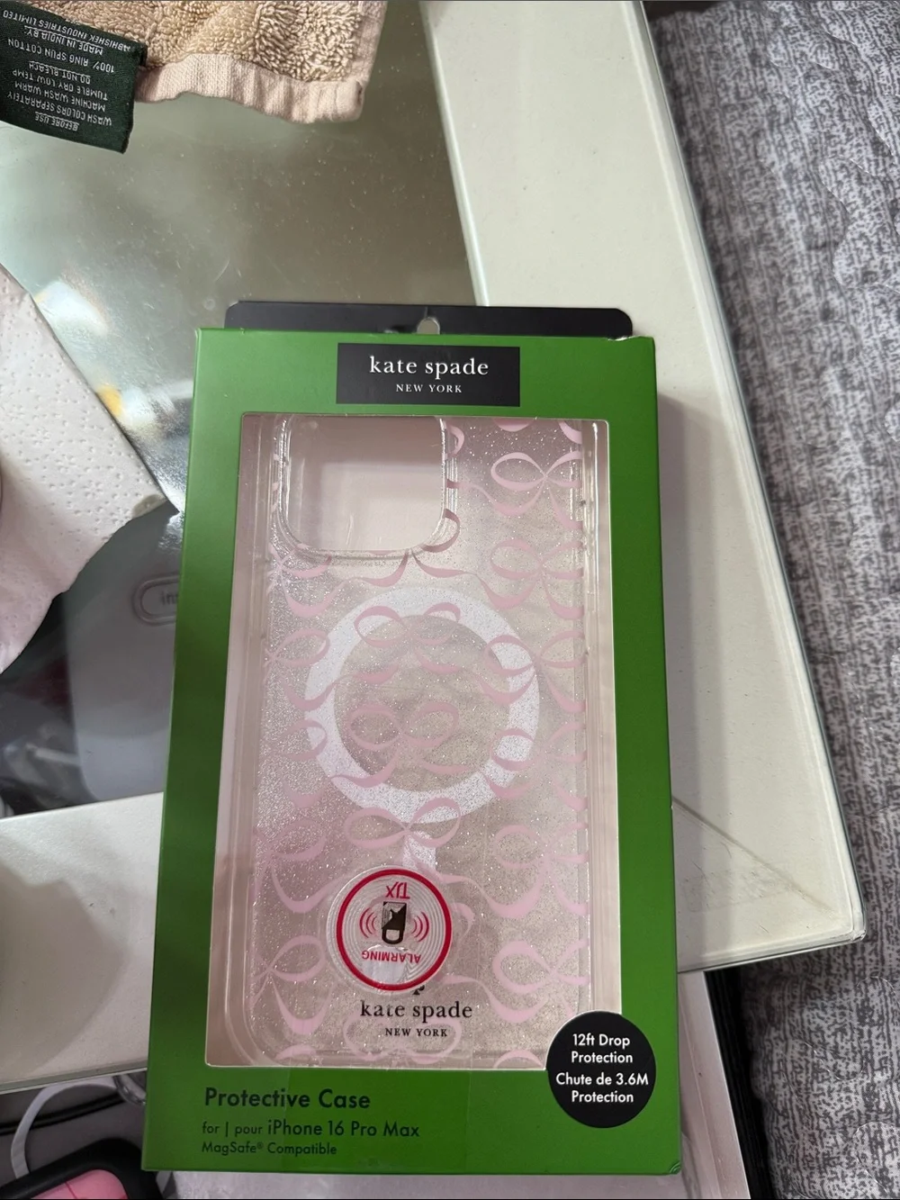 kate spade Clear Case with Pink Bow Pattern for iPhone 16 Pro Max
